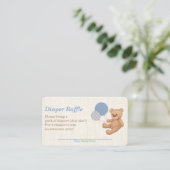 ブループレイドテディベア赤ちゃんシャワーおむつラッフル エンクロージャーカード (スタンド正面)