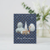 ブループレイドトナカイのクリスマス シーズンポストカード (スタンド正面)