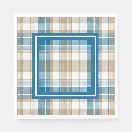 ブループレイドナプキンス スタンダードランチョンナプキン (正面)