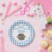 ブループレイドバンティングバナーBBQパーティー ペーパープレート (パーティー)