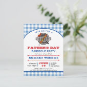ブループレイドファーザーズデイBBQパーティの招待状 ポストカード (スタンド正面)