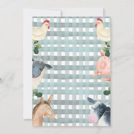 ブループレイドファーム及びトラクタ誕生日招待状 招待状 (裏面)