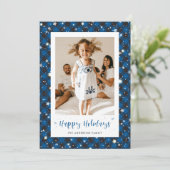 ブループレイドフォトハッピーホリデーズカード シーズンカード (スタンド正面)