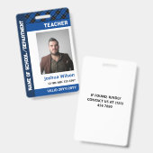 ブループレイドフォトID学校先生 バッジ (正面＆裏面)