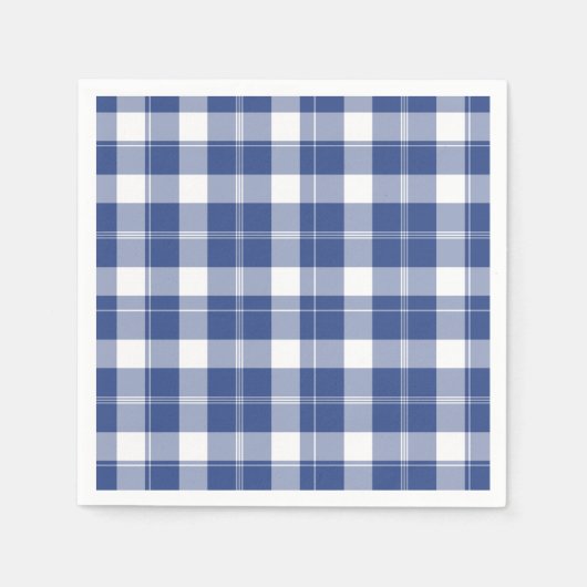 ブループレイドフォーハヌッカホリデイ紙ナプキンス スタンダードカクテルナプキン (正面)