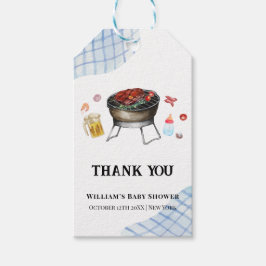 ブループレイドレトロカントリーベビーQベビーシャワー ギフトタグ