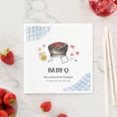 ブループレイドレトロカントリーベビーQベビーシャワー スタンダードランチョンナプキン (インサイチュ)