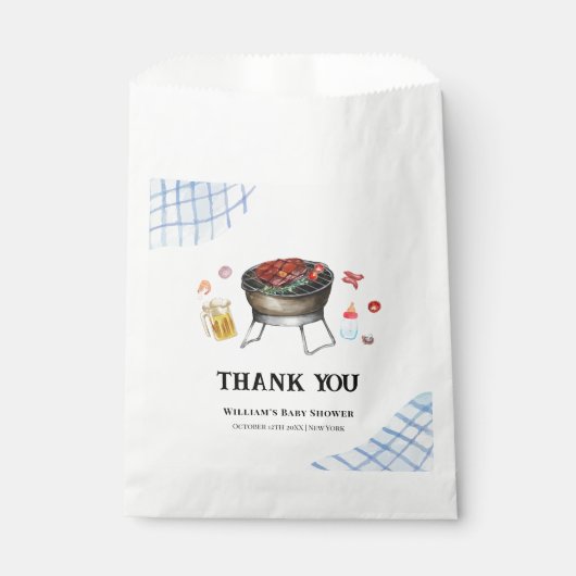 ブループレイドレトロカントリーベビーQベビーシャワー フェイバーバッグ (正面)