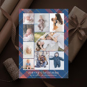ブループレイドレトロメリークリスマスコラージュ写真 シーズンカード