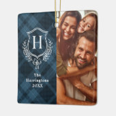 ブループレイド家紋写真クリスマス セラミックオーナメント (左)