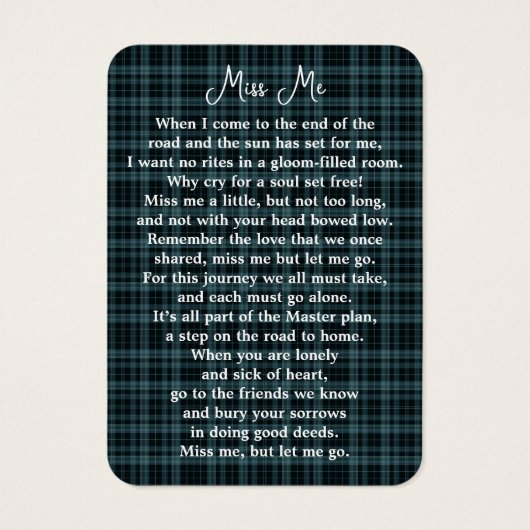 ブループレイド葬儀3写真記念祈りの言葉カード (裏面)