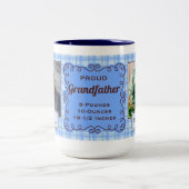 ブループレイド誇りを持った祖父2枚の写真 ツートーンマグカップ (中央)