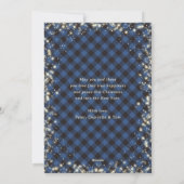 ブループレイド金ゴールド雪グリッター写真クリスマスカード シーズンカード (裏面)