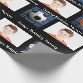 ブループレイド&スポーツ(フォト誕生日) ラッピングペーパー (角)