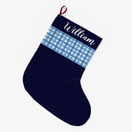 ブループレイ素朴ド名前をカスタムする ラージクリスマスストッキング