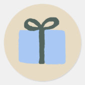 ブループレゼントクリスマスデザインクラシックラウンド ラウンドシール (正面)