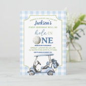 ブループレッピーホールインワンボーイファーストゴルフバースデー 招待状 (スタンド正面)