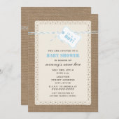 ブループレース&ブルーツワインベビー刺激を受けたビーシャワー 招待状 (正面/裏面)