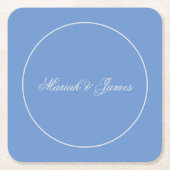 ブループレーンエレガントミニマル名書道 スクエアペーパーコースター (正面)