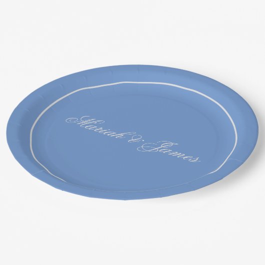 ブループレーンエレガントミニマル名書道 ペーパープレート (アングル)