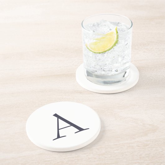 ブループレーンエレガントモノグラモダンムイニシャル コースター (側面)