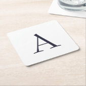 ブループレーンエレガントモノグラモダンムイニシャル スクエアペーパーコースター (アングル)