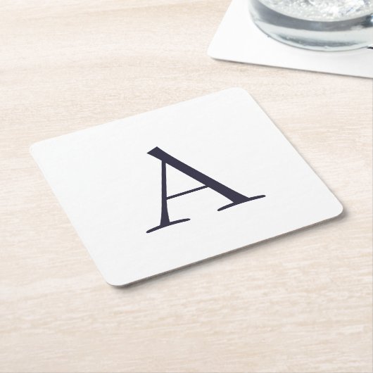 ブループレーンエレガントモノグラモダンムイニシャル スクエアペーパーコースター (アングル)