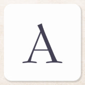 ブループレーンエレガントモノグラモダンムイニシャル スクエアペーパーコースター (正面)