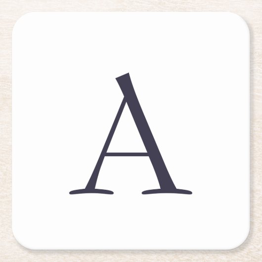 ブループレーンエレガントモノグラモダンムイニシャル スクエアペーパーコースター (正面)