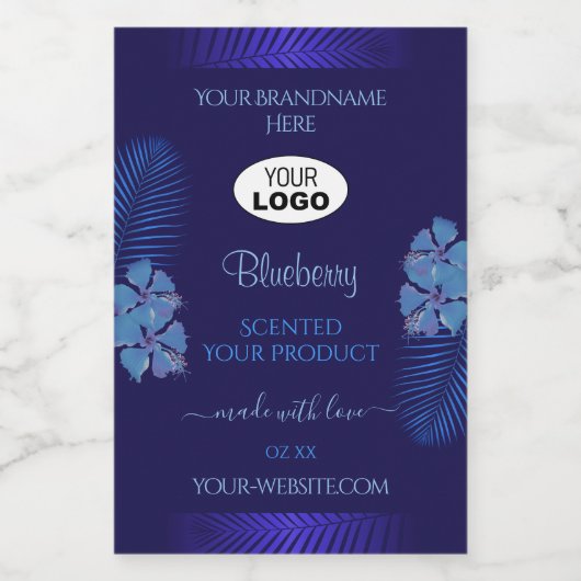 ブループロダクトラベルティール（緑がかった色）エキゾチックな花ロゴ フードラベル (シングルラベル)