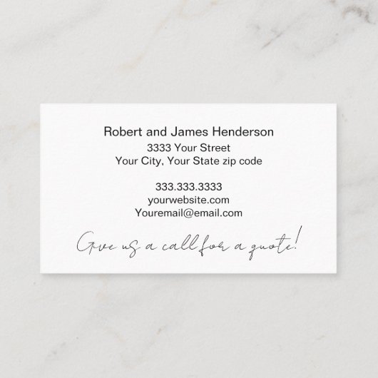 ブループロフェッショナルハウスペインタービジネスカード 名刺 (裏面)