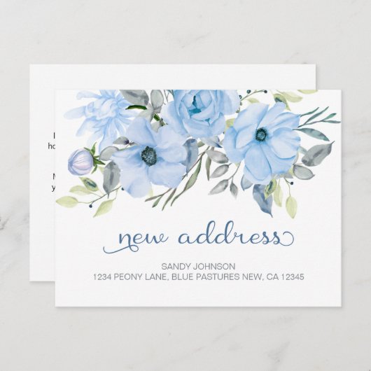 ブループーニーフローラマイ新しい住所 案内ポストカード (正面/裏面)