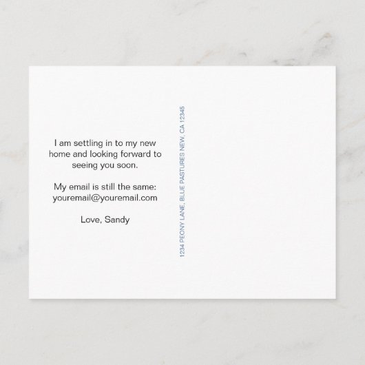 ブループーニーフローラマイ新しい住所 案内ポストカード (裏面)