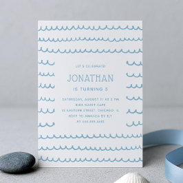 ブループールとビーチパーティー | 航海の子供の誕生日 招待状