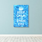ブループールの水 Keep Calm and Swim On キャンバスプリント (インサイチュ (ウッドフロア))