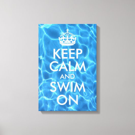 ブループールの水 Keep Calm and Swim On キャンバスプリント (正面)