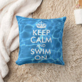 ブループールの水 Keep Calm and Swim On クッション (ブランケット)