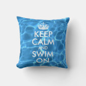 ブループールの水 Keep Calm and Swim On クッション (正面)