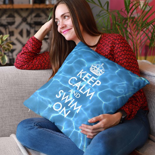 ブループールの水 Keep Calm and Swim On クッション