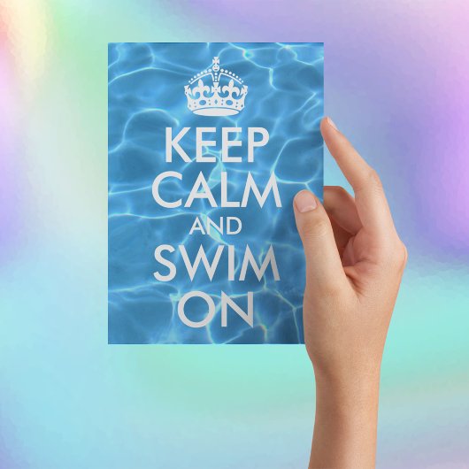 ブループールの水 Keep Calm and Swim On ポストカード