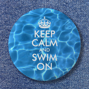 ブループールの水 Keep Calm and Swim On 缶バッジ