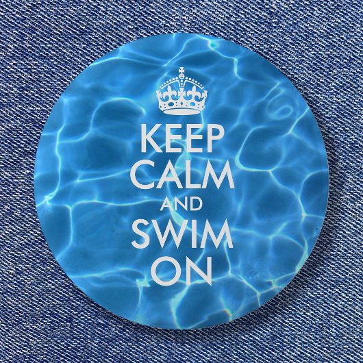 ブループールの水 Keep Calm and Swim On 缶バッジ