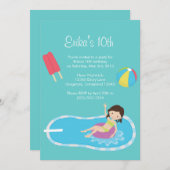 ブループールパーティーの招待状 招待状 (正面/裏面)