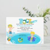 ブループールパーティーボーイズ誕生日招待状 招待状 (スタンド正面)