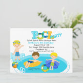 ブループールパーティー男子誕生日招待状 招待状 (スタンド正面)