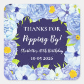 ブループ感謝していプ用誕生日ラベル スクエアシール (正面)