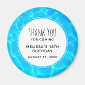 ブループ澄んール水写真誕生日ありがとう マグネット (正面)