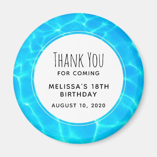 ブループ澄んール水写真誕生日ありがとう マグネット (正面)