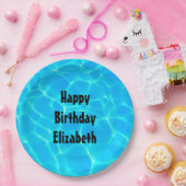 ブループ澄んール水写真誕生日 ペーパープレート (パーティー)