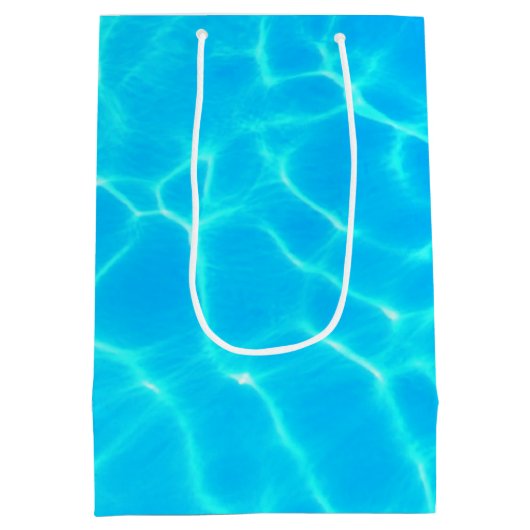 ブループ澄んール水写真誕生日 ミディアムペーパーバッグ (裏面)